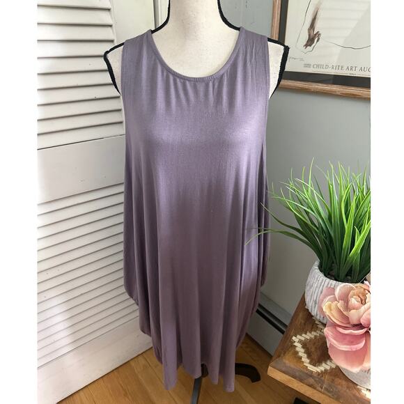 INDIGO THREAD Womens Tunic Dress Purple Tank Stretch Jersey Lagenlook ONE SIZE - Picture 1 of 7
